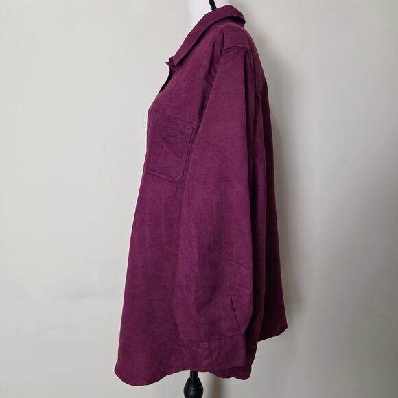 Woman Within 2X (26/28) Faux Suede Shirt Shacket Button Front Long Sleeve - Picture 7 of 16